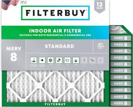 Filterbuy - 11.5x11.5x1 MERV 8 Dust & Allergy Defense, Electrostatic Pleated HVAC AC Furnace Air Filters Replacement (12-Pack) - Silver