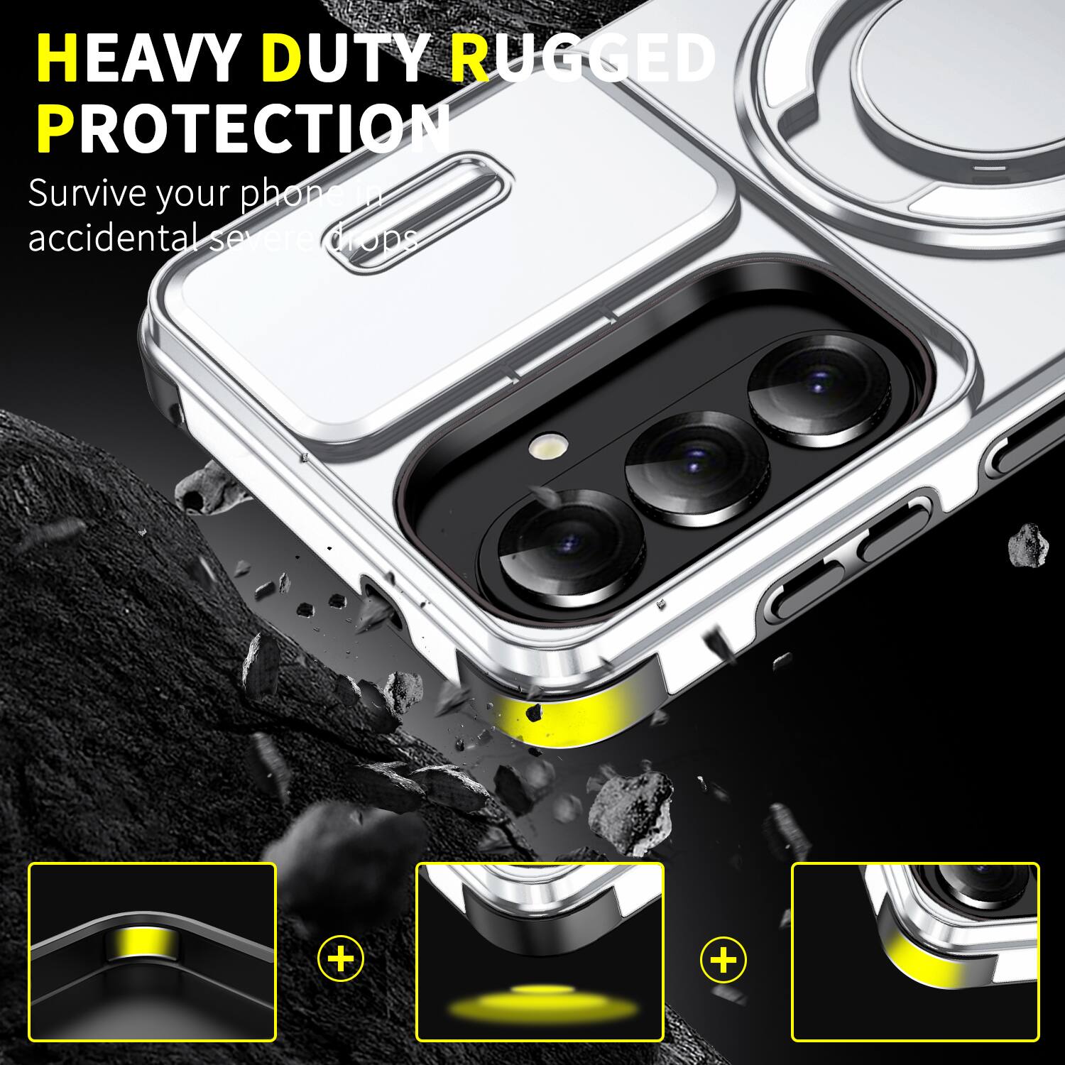 HEAVY DUTY RUGGED PROTECTION  
Survive your phone accidental tumbles