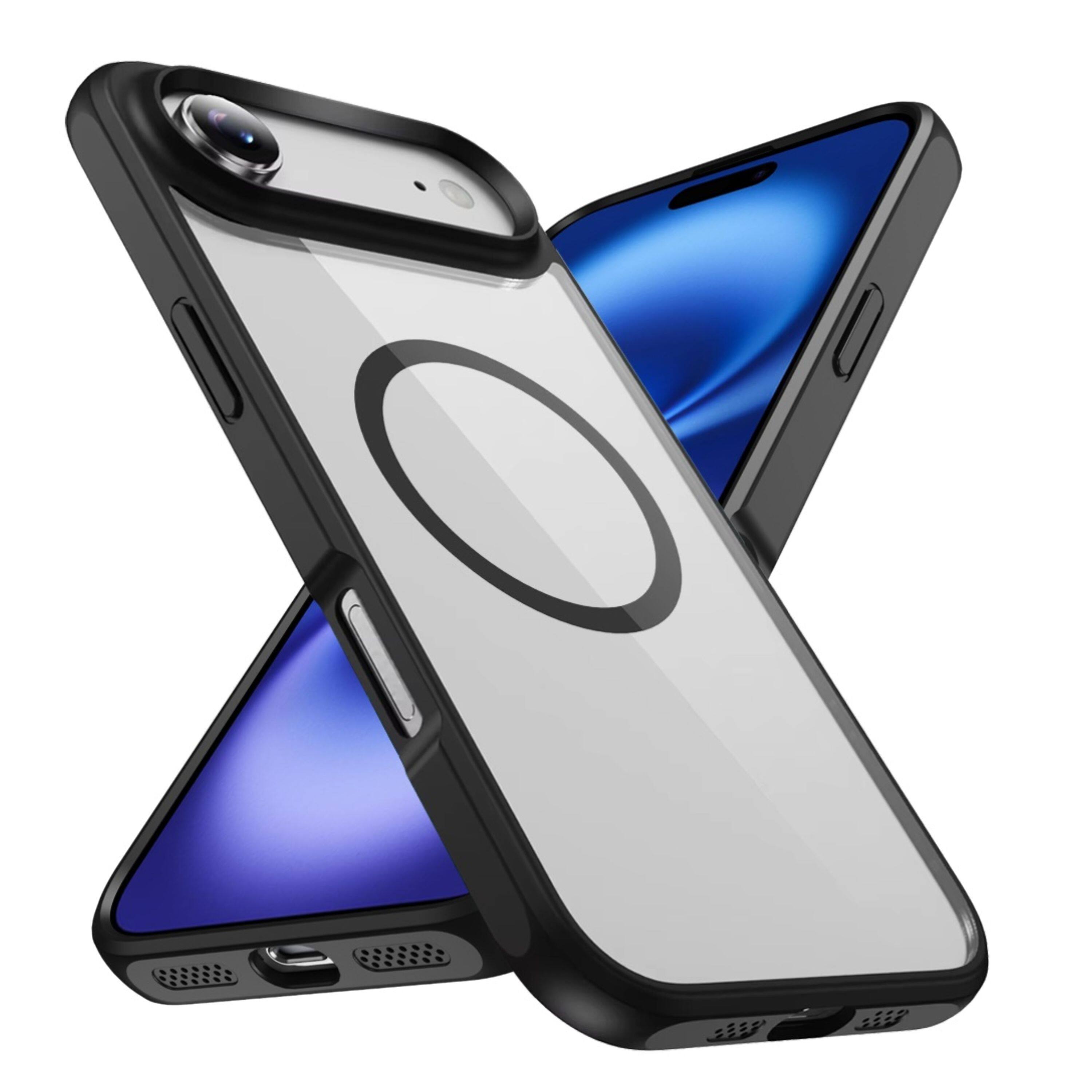 Left. Kitcheniva - Premium Magnetic Circle Shockproof Phone Case With Tempered Glass For iPhone Air Black - Black.