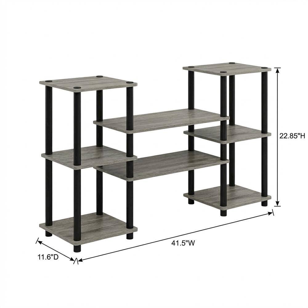 FurniFact - Contemporary Entertainment Center in French Oak and Black Finish with Storage - French Oak/Black price history on PriceWatchPro