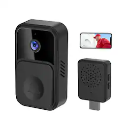 Cluzine - Wireless Doorbell Smart WiFi Doorbell Tuya App Full HD 1080P Low Power Battery Night Vision Video Call Outdoor Black