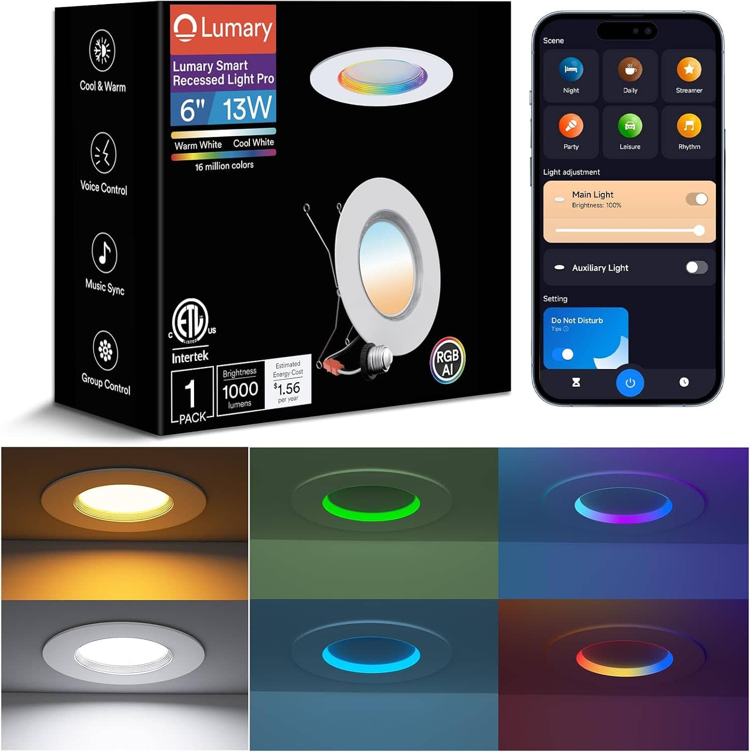 Lumary - Smart Bluetooth UFO LED High Bay Light Motion Sensor 200W 32000lm Dimmable Garage Workshop Lighting,Plug & Play 1Pack - White price history on PriceWatchPro