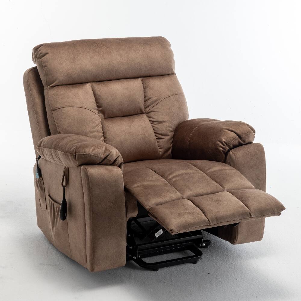 Alt View 10. Loheer - Loheer Power Lift Recliner Electric Reclining Chair Massage Heat - Brown.