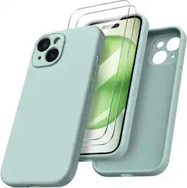 Ornarto - Designed for iPhone 15 Case with 2X Screen Protector, Liquid Silicone Protective Case 6.1" - Succulent