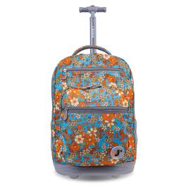 J World - Girls Sundance 20" Rolling Backpack With Laptop Sleeve For School And Travel - RETRO BLOOM