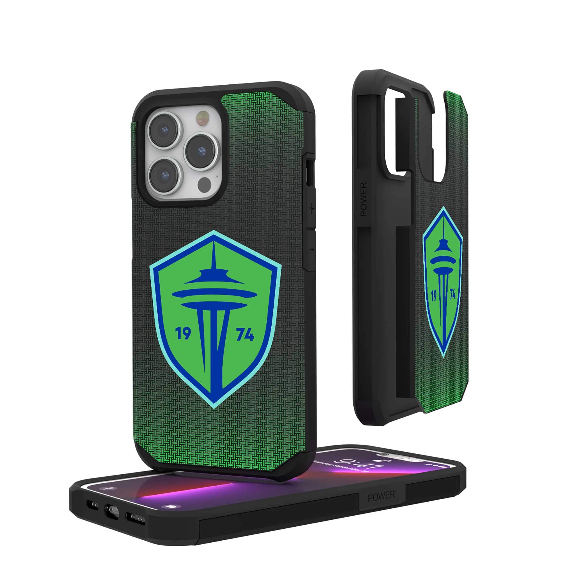 Keyscaper - MLS - Seattle Sounders FC Linen Logo iPhone Rugged Case - 14 Pro - Black price history on PriceWatchPro