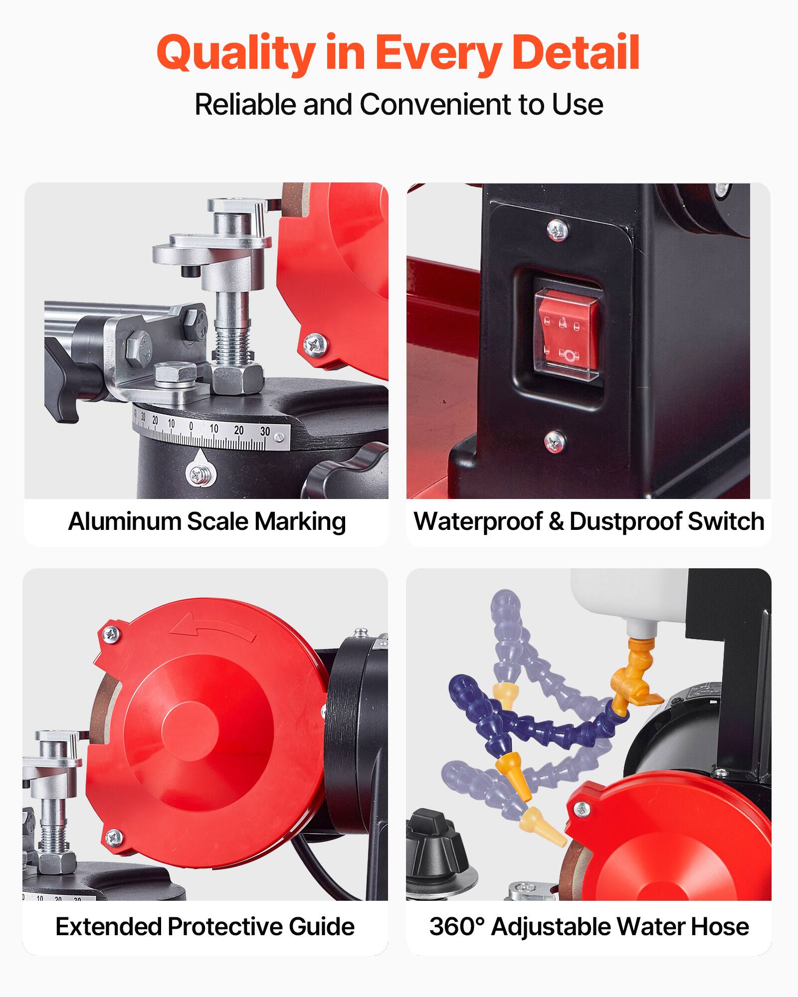 Quality in Every Detail  
Reliable and Convenient to Use  

- Aluminum Scale Marking  
- Waterproof & Dustproof Switch  
- Extended Protective Guide  
- 360° Adjustable Water Hose
