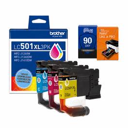 Brother - LC501XL3PKS Genuine 3-Pack High Yield Color Ink Cartridges Cyan/Magenta/Yellow + Deco Essentials Guide