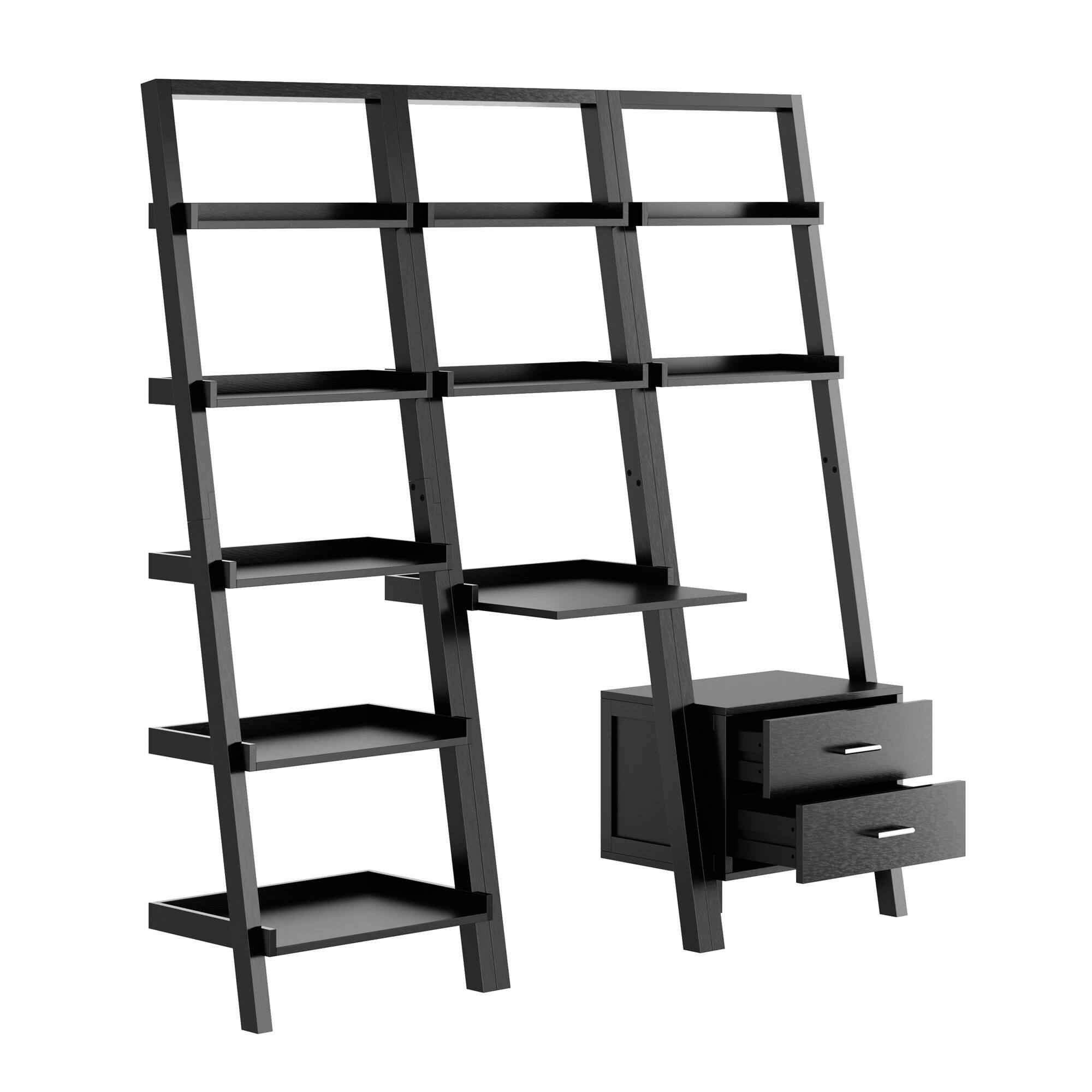 Alt View 5. Winsome Wood - Bellamy 3-Pc Leaning Desk & Shelf Set - Black.