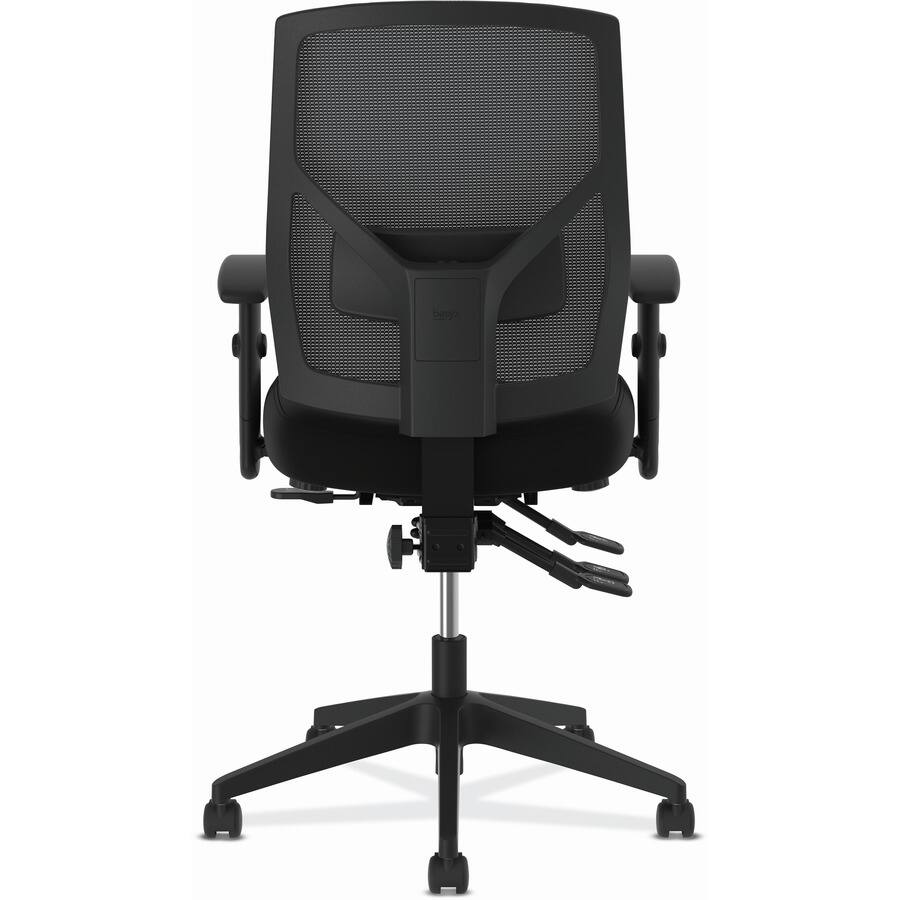 Back. HON - HON Crio High-Back Chair - Black Fabric Seat - Black Mesh Back - Black Frame - 5-Star Base - 1 Each - Black.