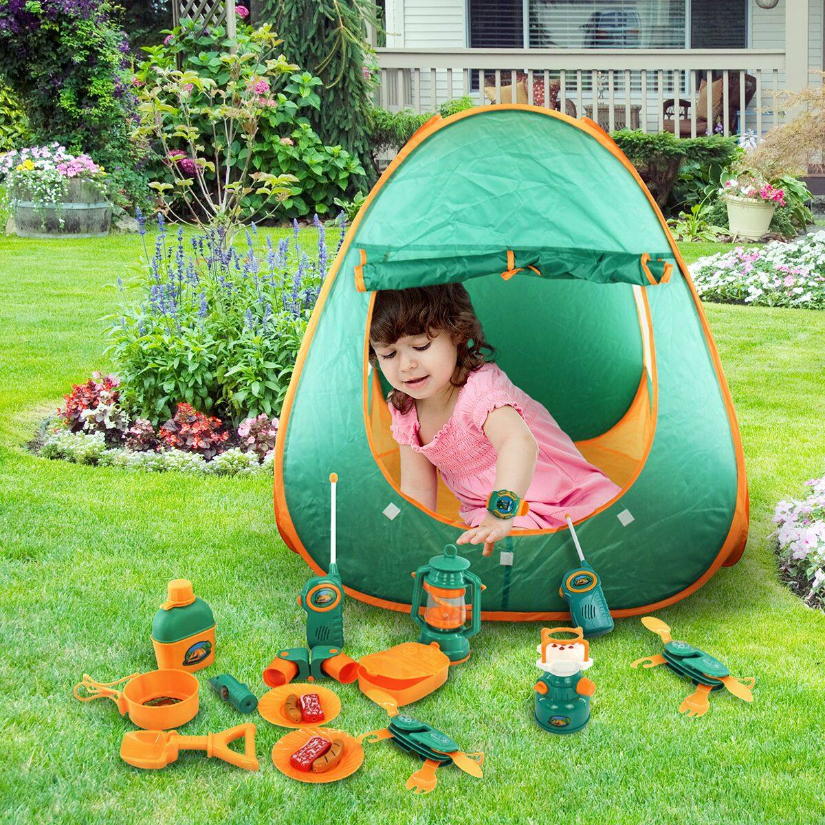 Alt View 2. PicassoTiles - PICASSO-TILES Kids Camping Adventure Gear Set, 20PCS Includes Walkie Talkie, Tent, Binoculars & Outdoor Tools Toy.