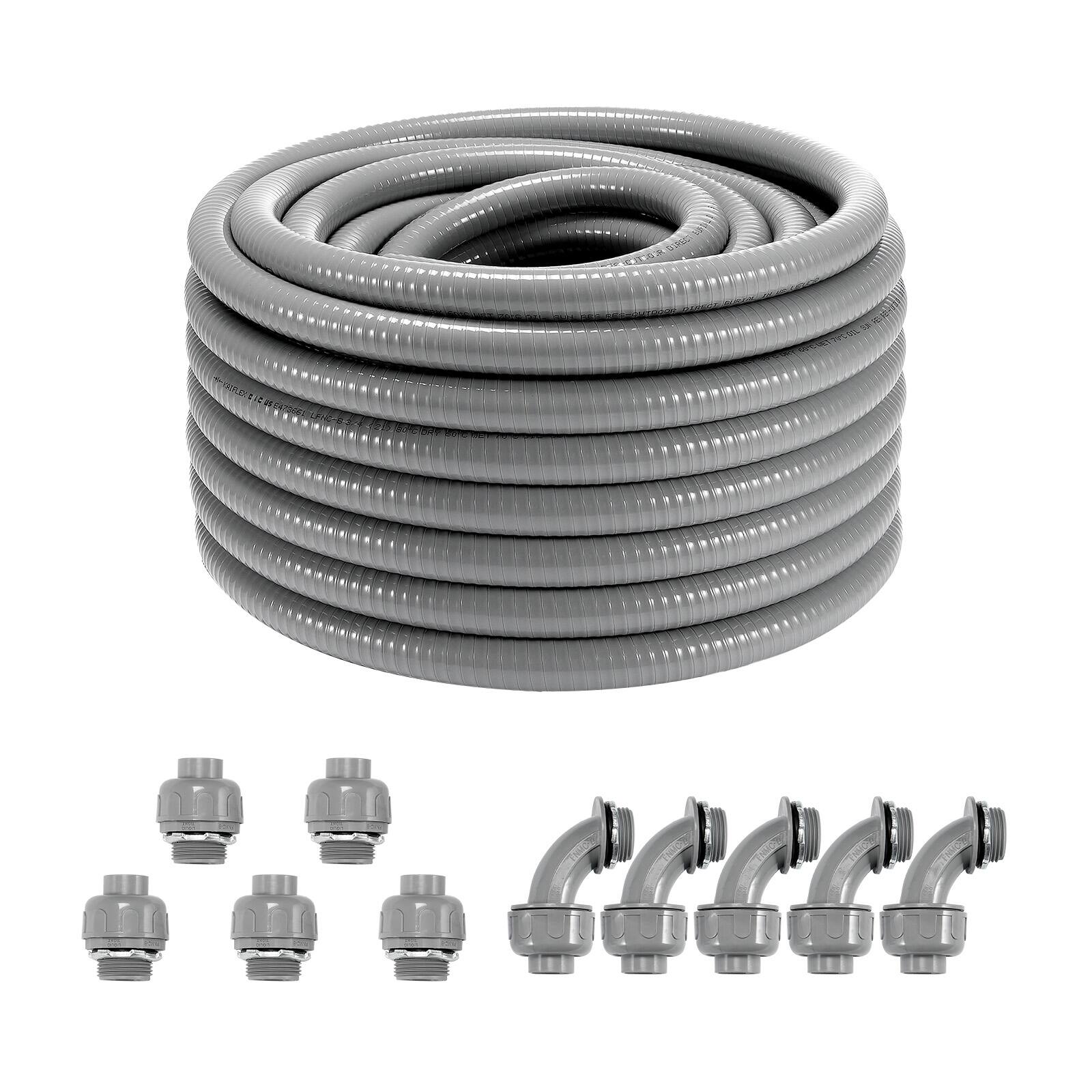 Front. VEVOR - 3/4-Inch Flexible Electrical Conduit, 100 ft, PVC Liquid-Tight Conduit Non-Metallic with 5 Straight - Gray.