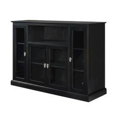 Front. FurniFact - Black Highboy TV Stand with Storage Cabinets and Shelves for 55-Inch TVs - Black.