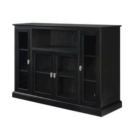FurniFact - Highboy TV Stand with Storage Cabinets and Shelves for 55-Inch TVs - Black