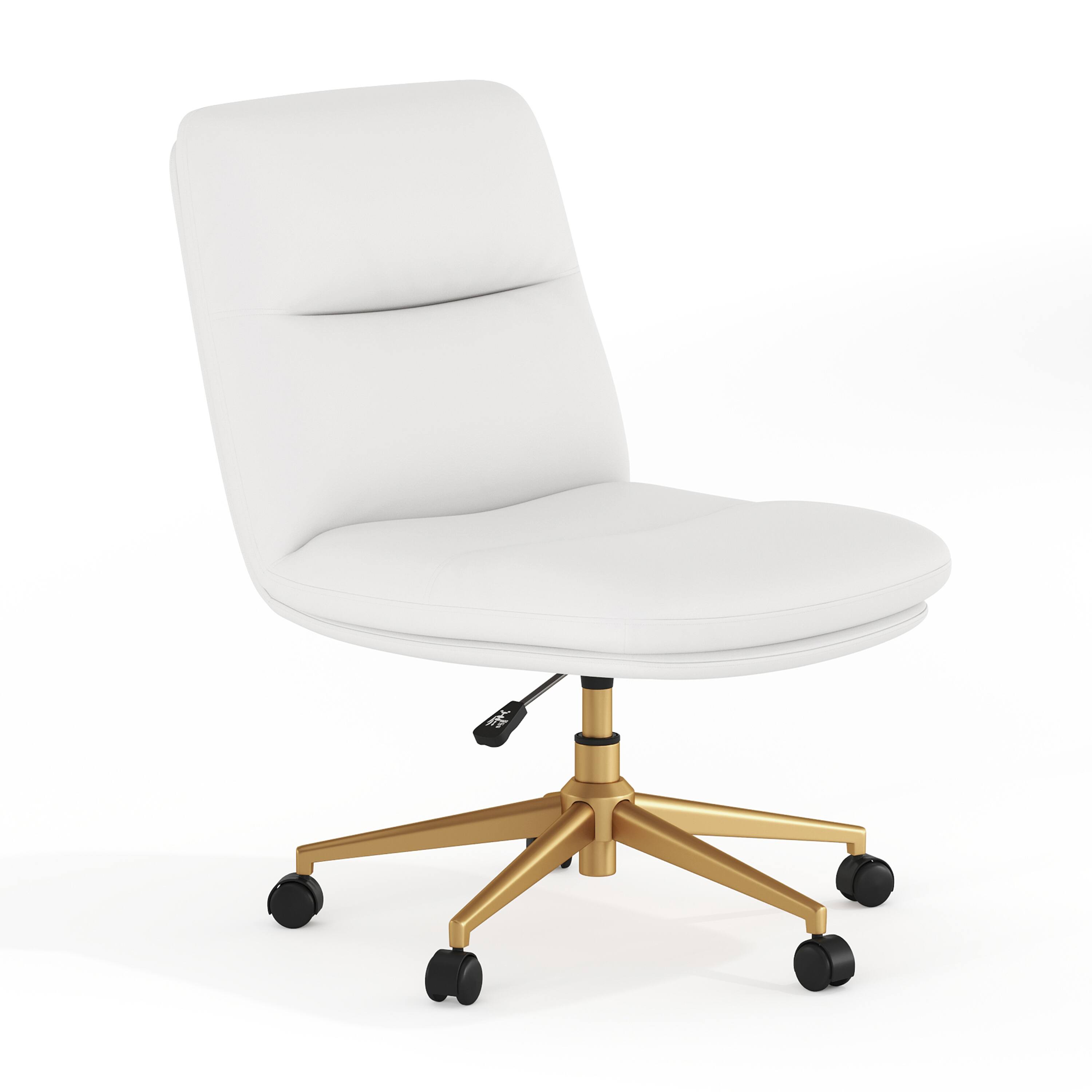 White Faux Leather/Gold Frame