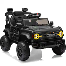FIRST RIDE ON - 12V Electric Ride on Toys for Toddler, Ford Bronco Raptor Kids Ride on Car with Remote Control, Smooth Start, Bluetooth - Black
