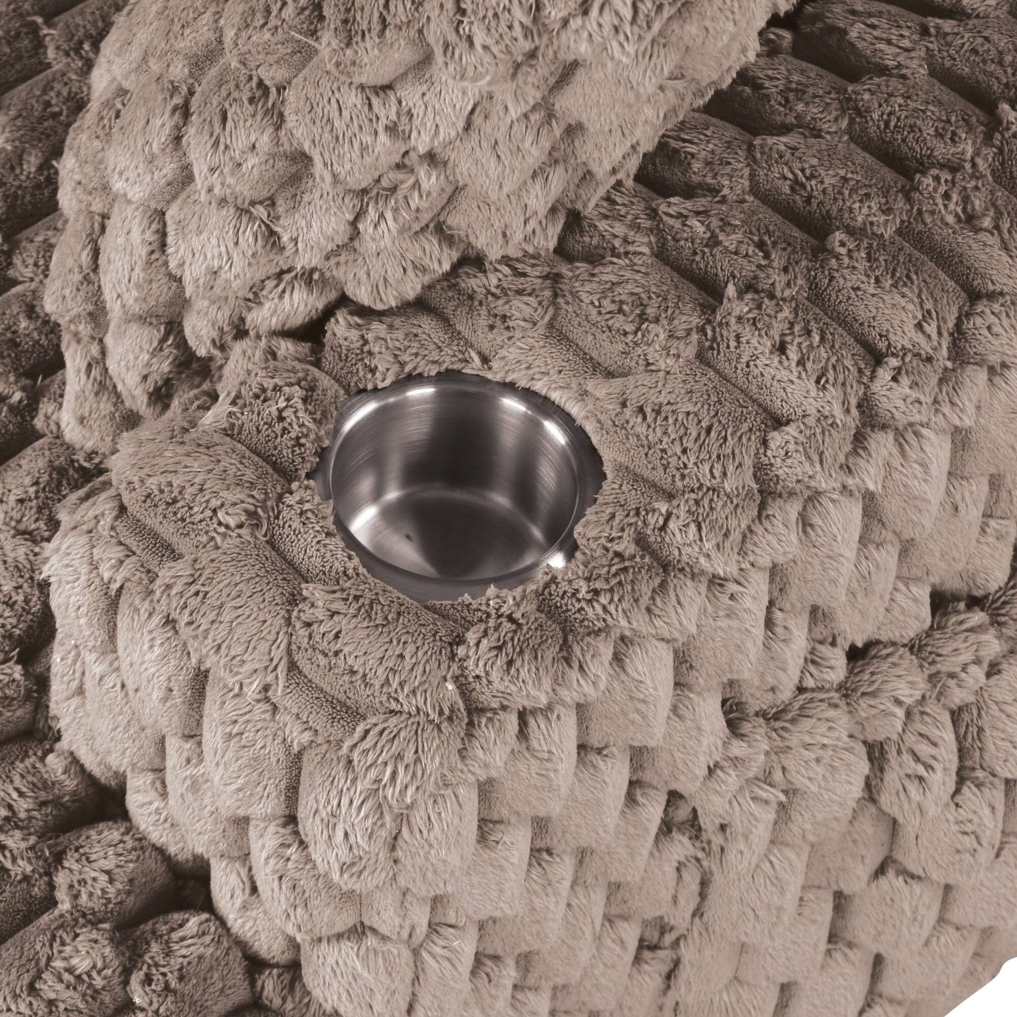 Alt View 8. Boyel Living - Fabric Cotton Chaise Lounge Recliner Loveseat Sofa Bed with 2 Cup Holders and Magazine Pocket - Brown.