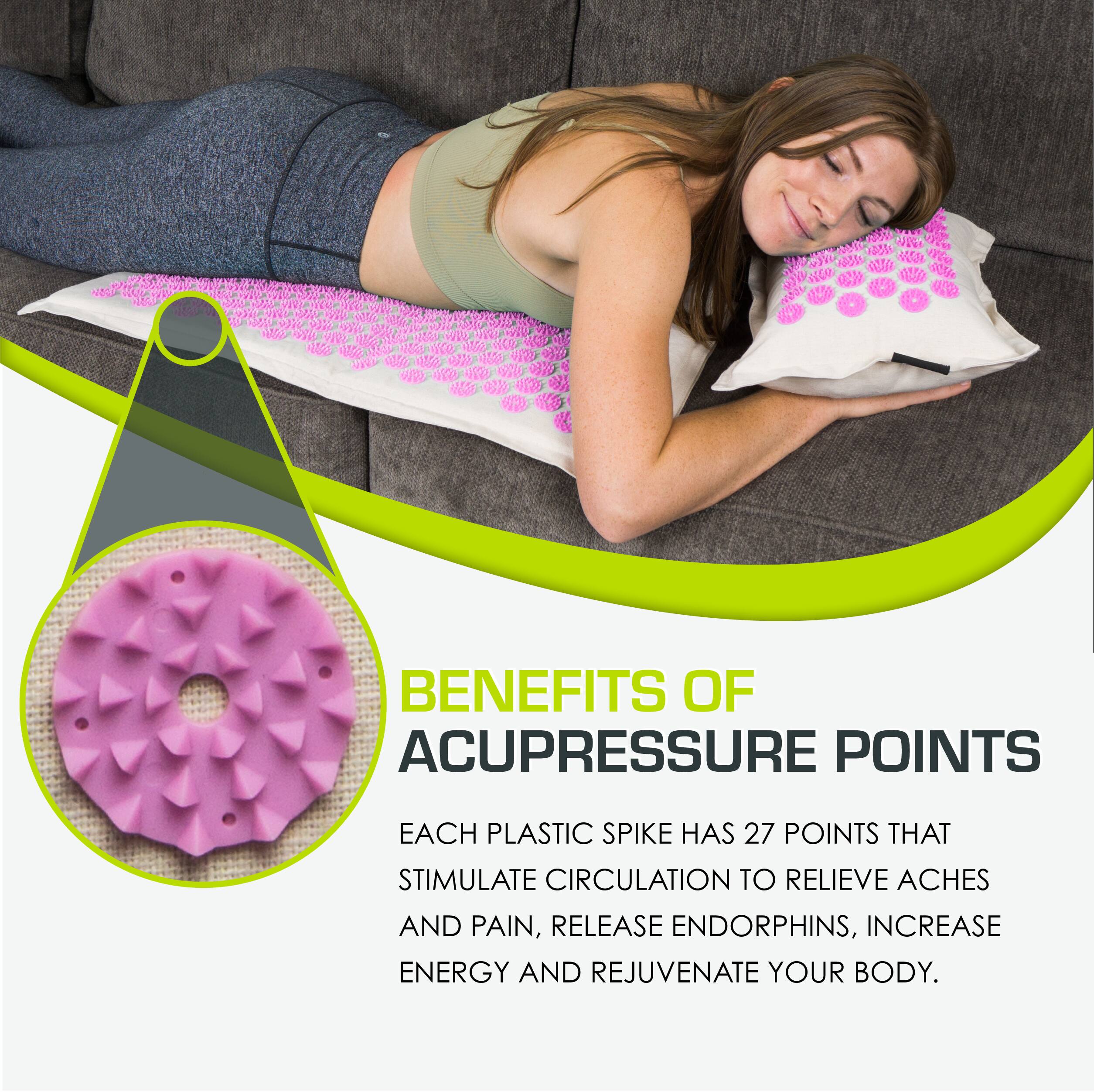 BENEFITS OF ACUPRESSURE POINTS

EACH PLASTIC SPIKE HAS 27 POINTS THAT STIMULATE CIRCULATION TO RELIEVE ACHES AND PAIN, RELEASE ENDORPHINS, INCREASE ENERGY AND REJUVENATE YOUR BODY.