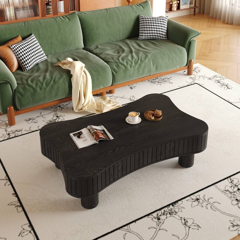 Back. Loheer - Loheer Black Lift Top Coffee Table with Hidden Storage 42 Inch - Black.