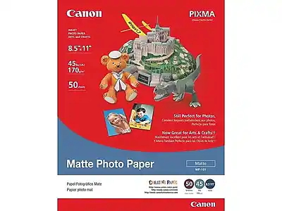 Canon PIXMA
8.5" x 11"
45 sheets
170 g/m²
50 sheets
Matte Photo Paper
Matte Papel Fotográfico Mate
Papier photo mat
Still Perfect for Photos
Convenient for photos, perfect for arts & crafts
Muy conveniente para fotos, perfecto para artes y manualidades
Now Great for Arts & Crafts!!
Muy conveniente para artes y manualidades
Matte
MP-118
Canon