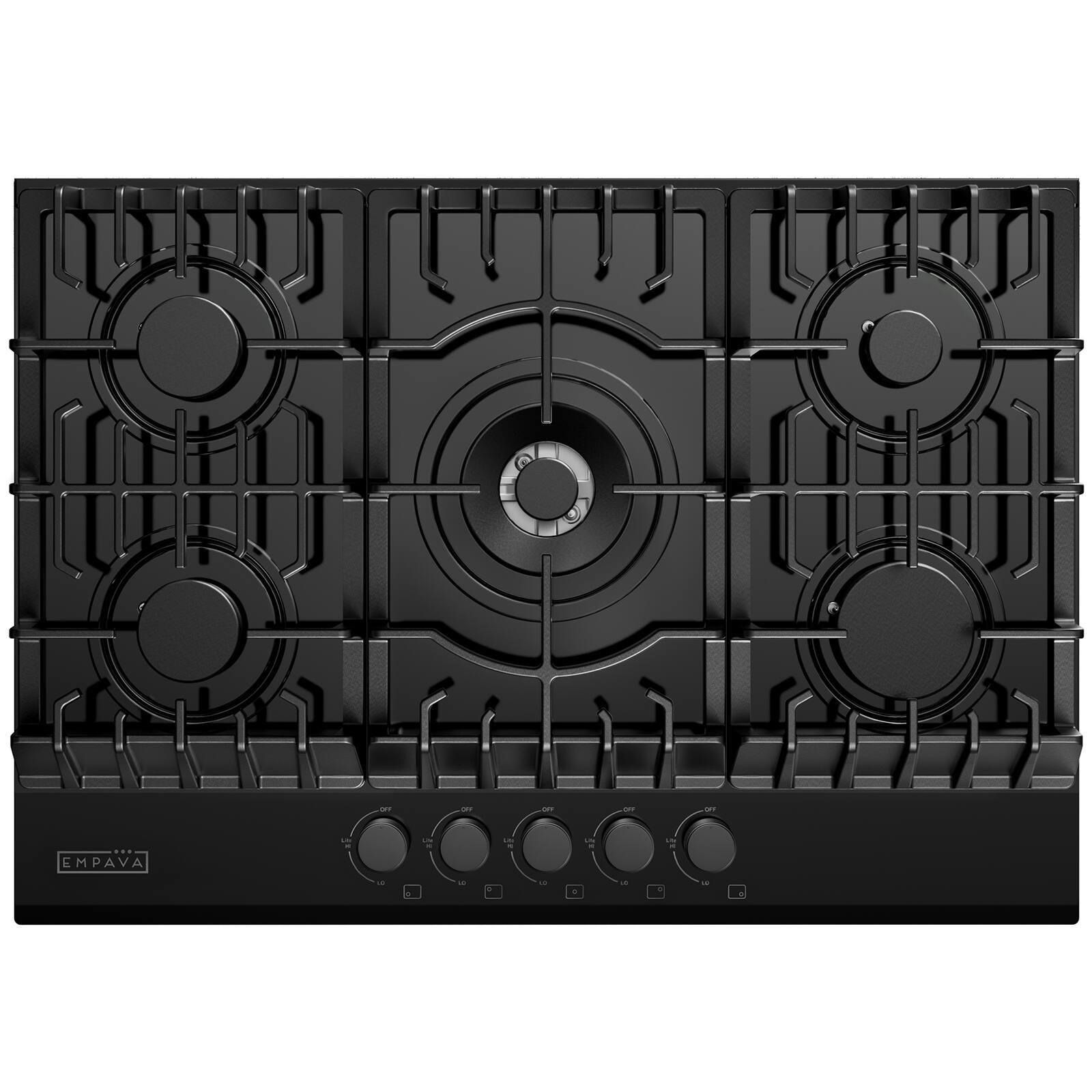 Empava - 30 in. 5 Burners Recessed Gas on Glass Cooktop - Black