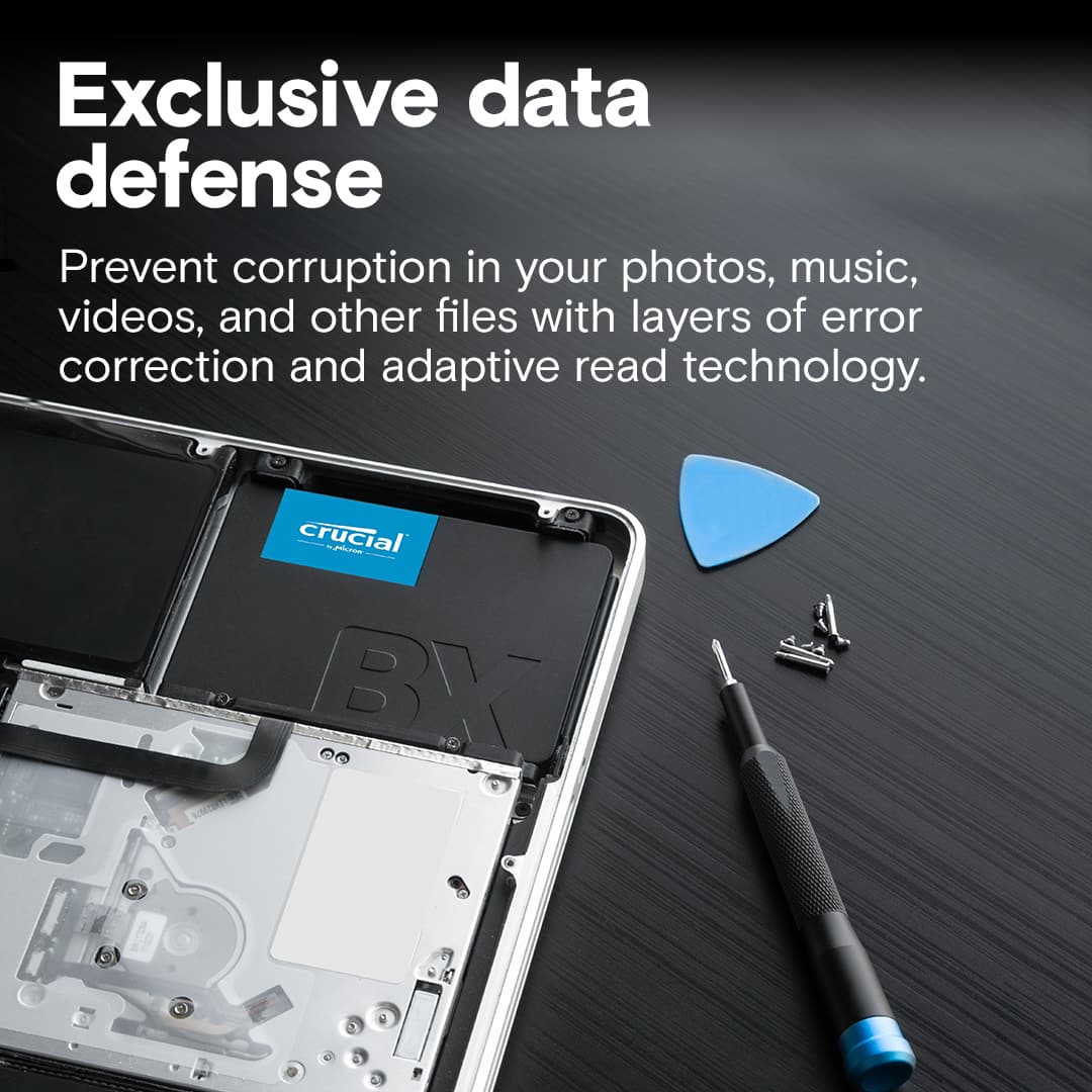 Exclusive Data Defense: Prevent corruption in your photos, music, videos, and other files with layers of error correction and adaptive read technology. Crucial BX500 - A.