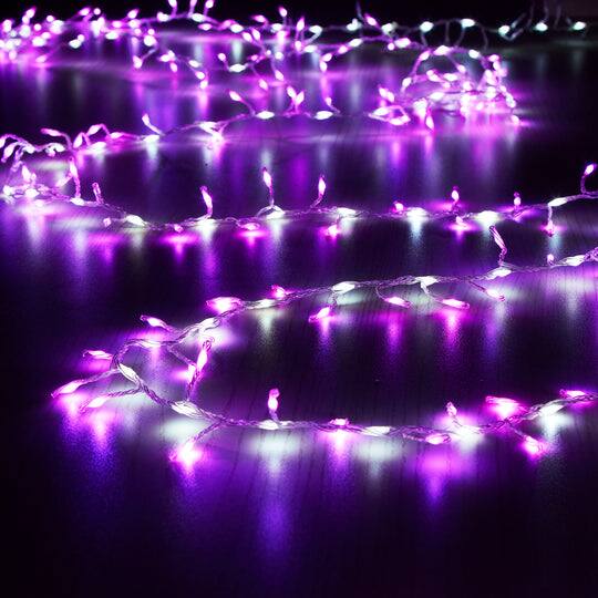 Front. IMAGE - 16.4ft 300 LED Firecracker Cluster Twinkle  Fairy Lights - Mixed Pink & White.