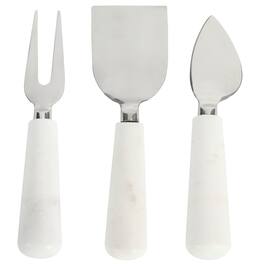 Laurie Gates - California Designs Marble and Stainless Steel 3 Piece Cheese Knife Set - White