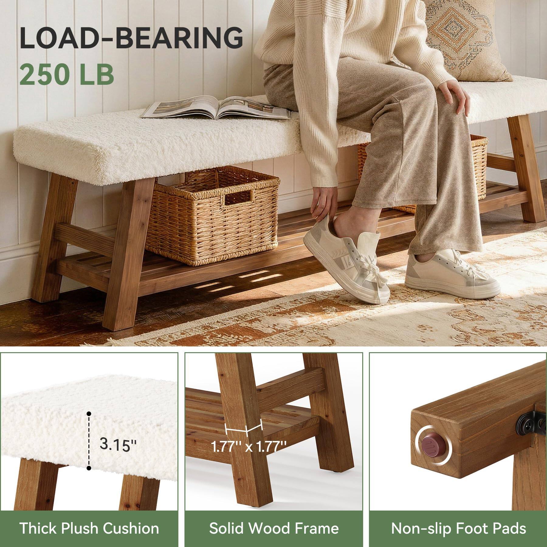LOAD-BEARING 250 LB

3.15"

1.77" x 1.77"

Thick Plush Cushion

Solid Wood Frame

Non-slip Foot Pads