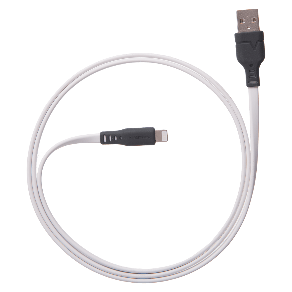 Front. Ventev - Flat USB-A to Apple Lightning High Speed Tangle-Free 6 Foot Cable - White.