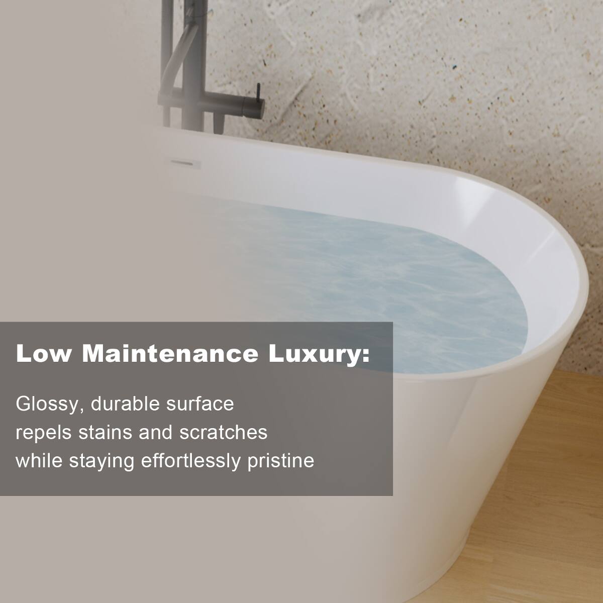 Low Maintenance Luxury:  
Glossy, durable surface repels stains and scratches while staying effortlessly pristine