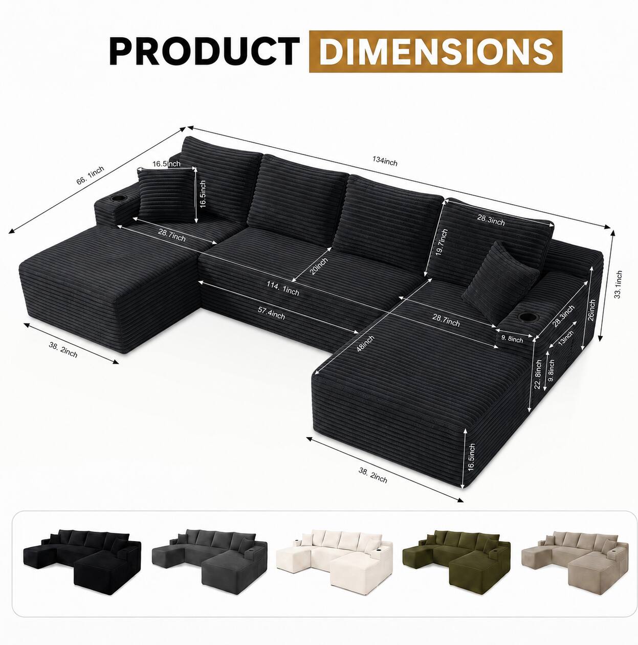 PRODUCT DIMENSIONS

- 66.5 inch
- 16.5 inch
- 28.7 inch
- 16.5 inch
- 20 inch
- 114.1 inch
- 57.4 inch
- 48 inch
- 28.3 inch
- 7 inch
- 19.28.7 inch
- 28.3 inch
- 13 inch
- 22 inch
- 26 inch
- 1 inch
- 33 inch
- 2 inch