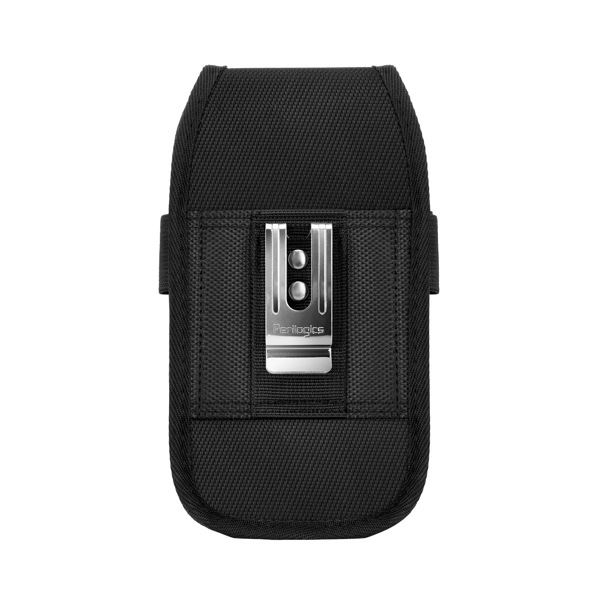 Back. Perilogics - Universal Phone Holster – Magnetic Cover Belt Clip Pouch, Fits iPhone 17 Pro Max/16 Pro Max/16 Plus and Large Smartphone - Black.