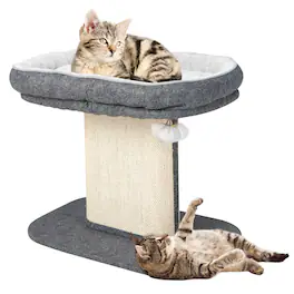 Gymax - Modern Cat Tree Tower Cat Activity Tower w/ Large Plush Perch Grey