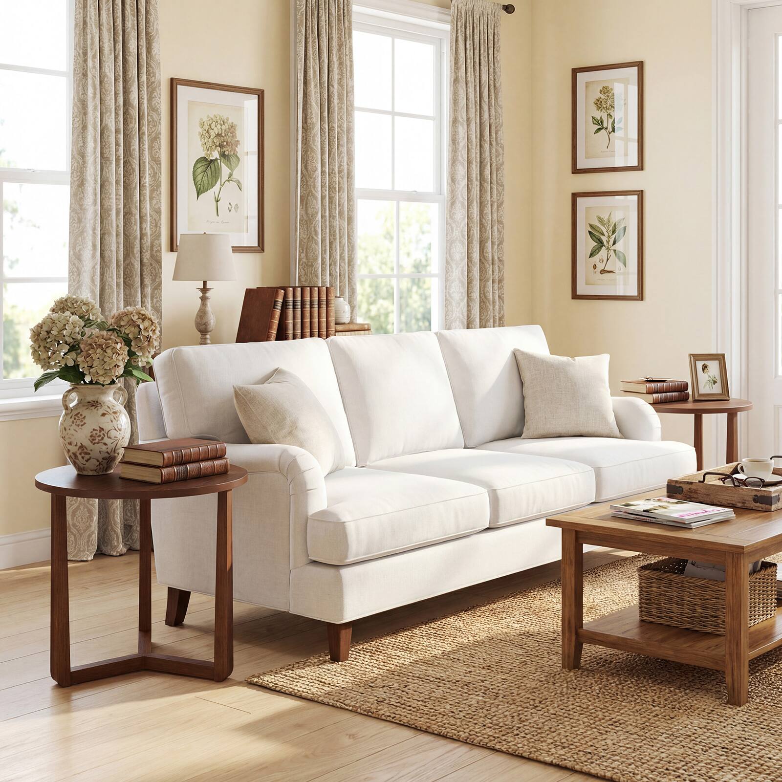 Alt View 1. Gymax - Gymax 2PCS Round Side Table w/Sturdy Rubber Wood Legs Triangular Structure for Bedroom Walnut - Brown.