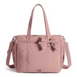 Bagsmart - Multi-Functional Diaper Tote Bag, Convertible Mommy Bag with Detachable Bottle Pouch & Changing Pad - Dark Pink