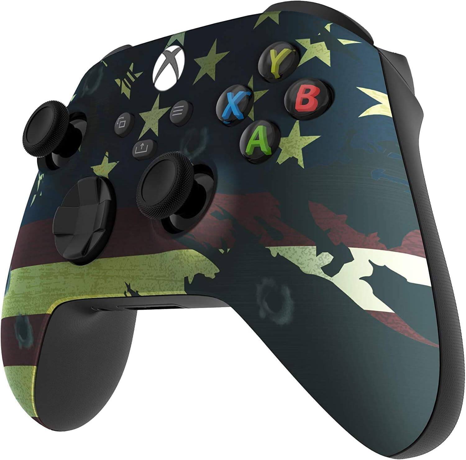 Angle. Custom Controllerzz - Custom Wireless Controller for Xbox Series X|S, Xbox One, & PC - US Flag.
