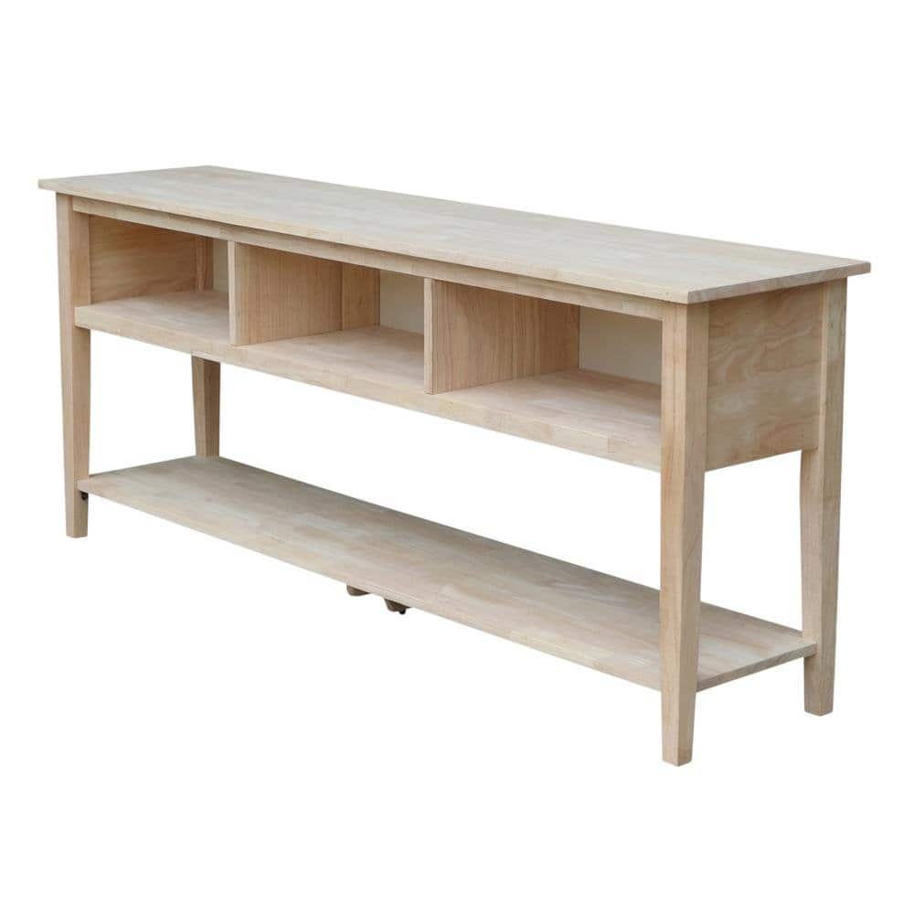 FurniFact - Unfinished 72-Inch TV Stand with Spacious Surface and Sturdy Frame - Brown