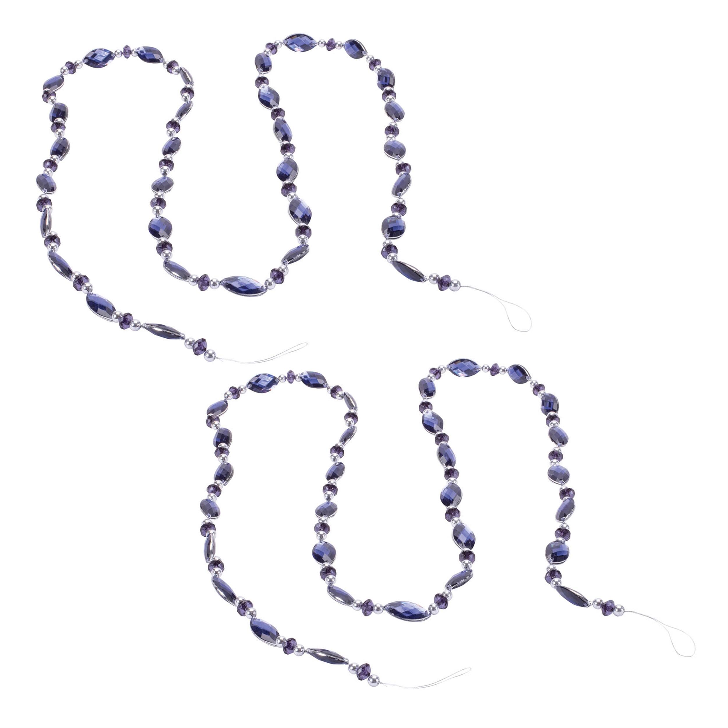 Left. BreeBe - Jewel Bead String Garland (Set of 2) - Blue.
