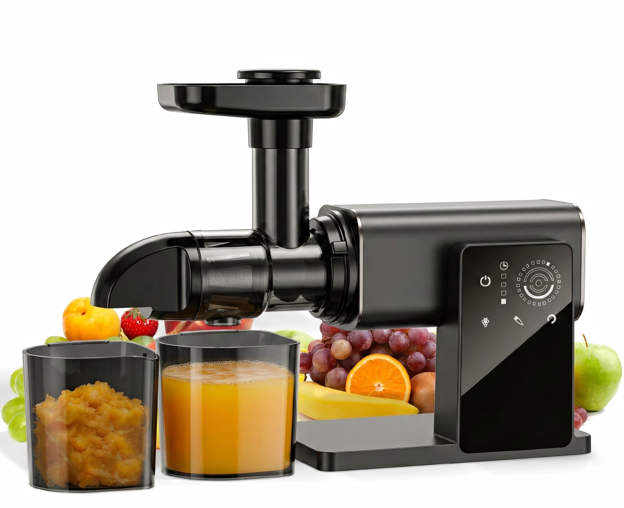 Teendow - Slow Masticating Juicer, 200W Cold Press Juicer with Dual Speed Control, Quiet Operation, Touch Panel for Fruits & Vege - Black