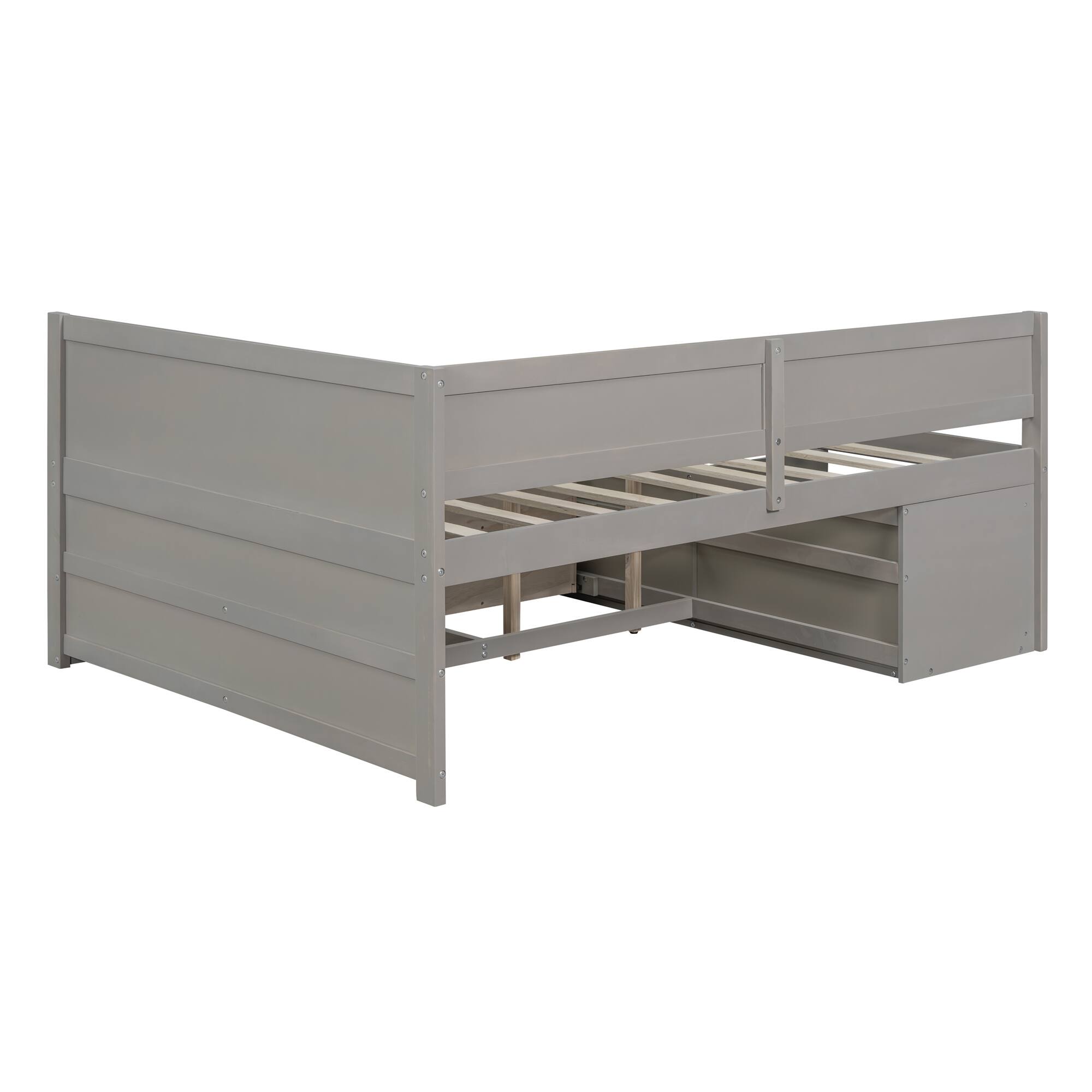 Alt View 6. Tiramisubest - Full Size Daybed with Drawers and Shelves, Gray - Gray.