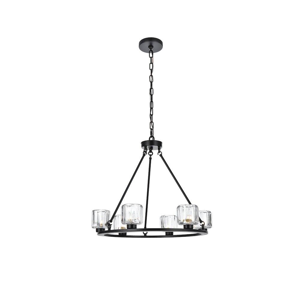Back. Elegant Lighting - Cadence 26 Inch Chandelier In Black - Black And Clear.