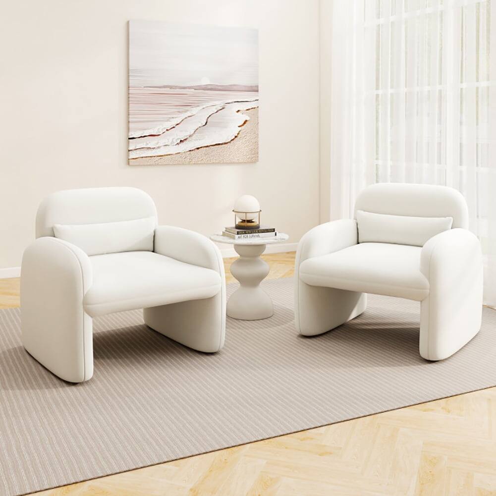 Alt View 1. Pefilos - Modern Accent Chair with Waist Pillow and Armrests for Indoor as Home Living Room Bedroom - Beige.