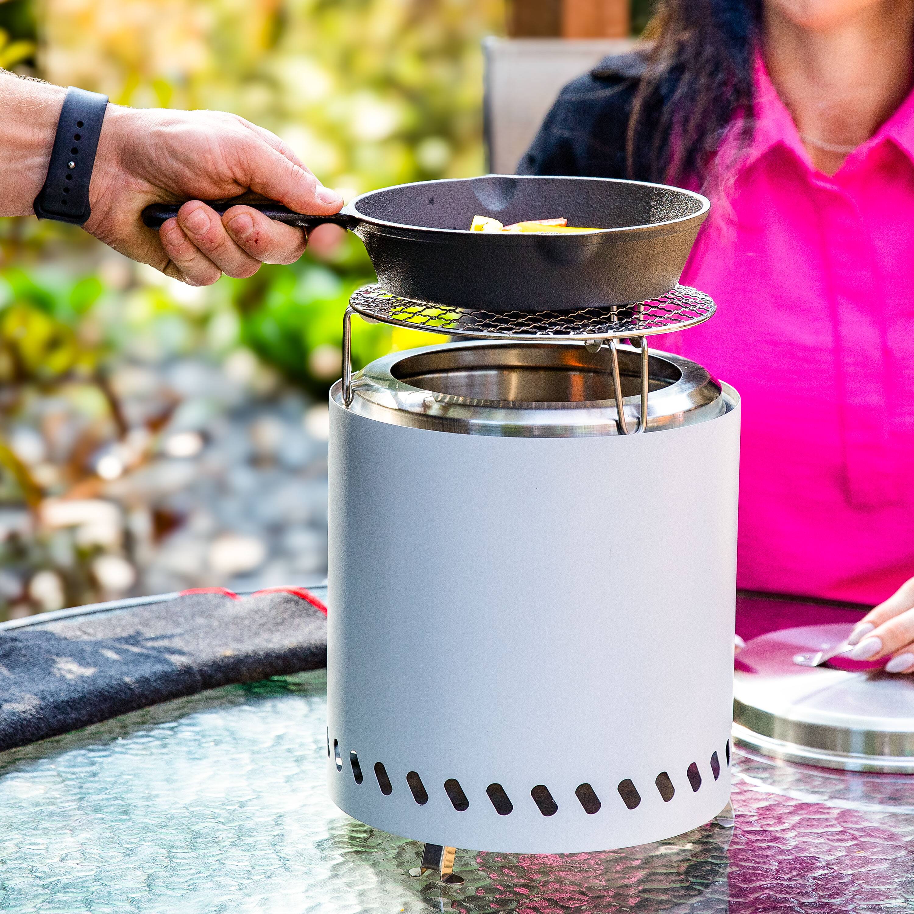 Alt View 4. Sunnydaze - 3-pc Accessory Kit for Smokeless Tabletop Fire Pit - 8.75-in. - Silver.