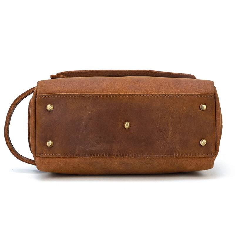 Alt View 5. Steel Horse Leather - Dado Leather Dopp Kit | Handmade Leather Toiletry Bag - Brown.