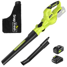 SnapFresh - Cordless Blower and Vacuum 2 in 1 Electric Blower with 4.0Ah Battery and Fast Charger - Green