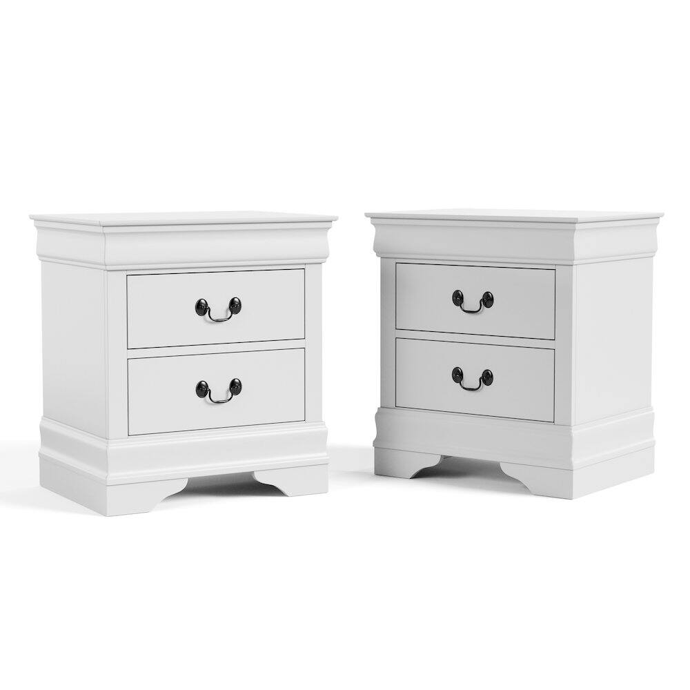 Front. Furniture of America - Arabella Wood 2-Drawer Nightstands (Set of 2) - White.