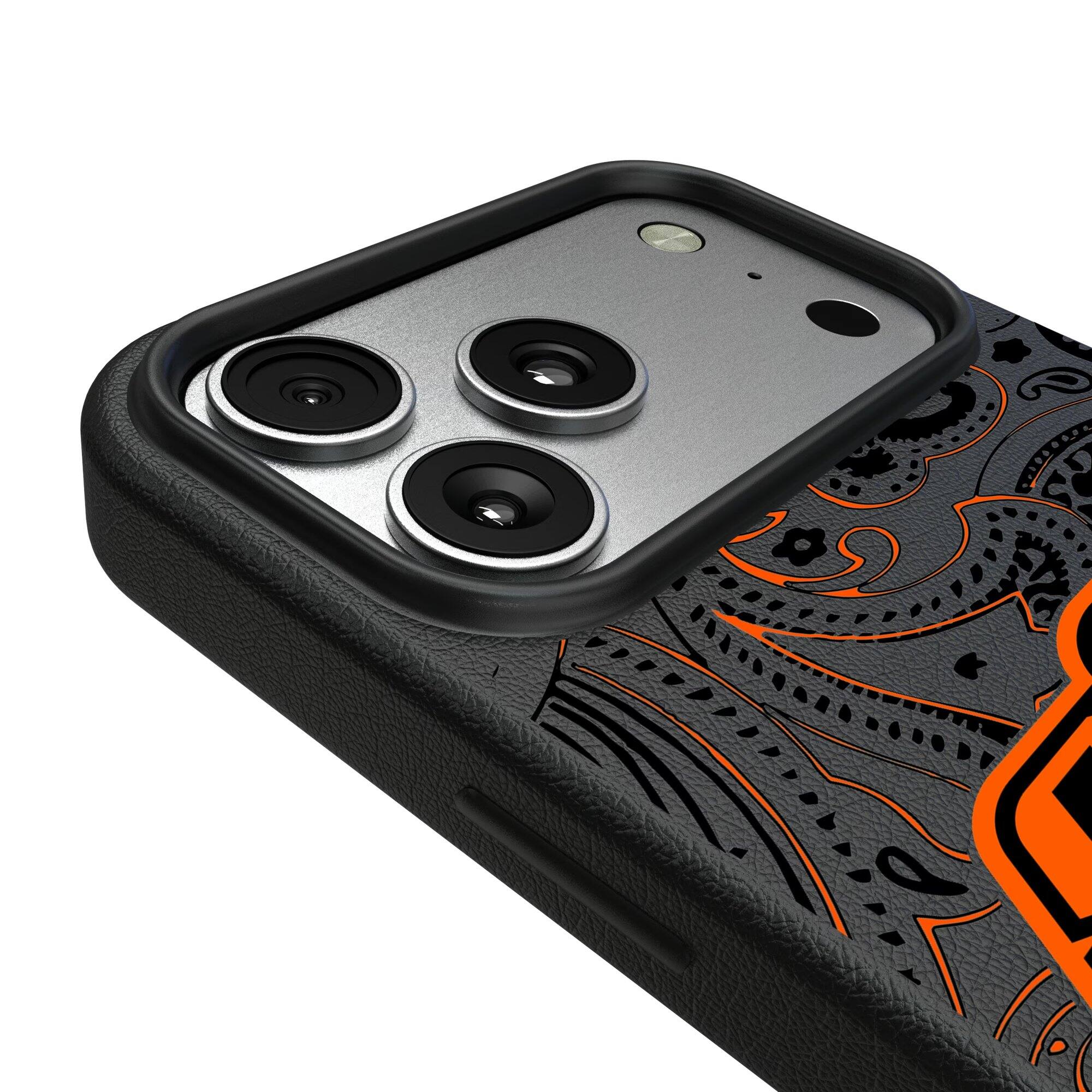Alt View 2. Keyscaper - Oklahoma State Cowboys Paisley iPhone Magnetic Bump Case - 16 Pro Max - Black.