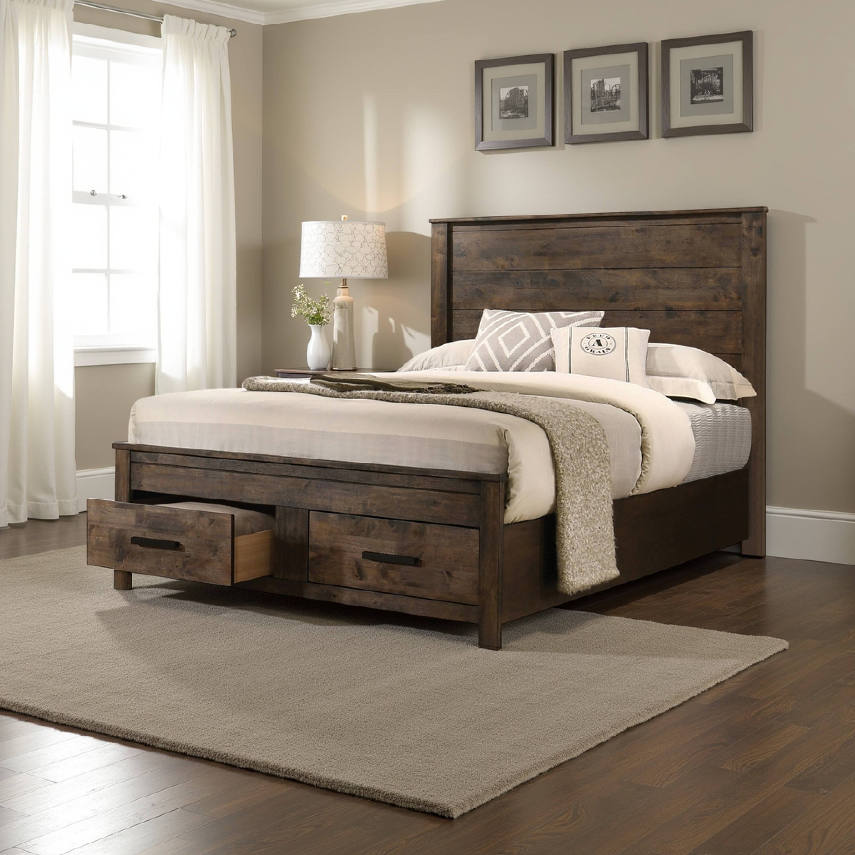 Alt View 5. Manhattan Lane - Frio King Size Storage Bed, 2 Drawers, Low Platform Design - Brown, Black.
