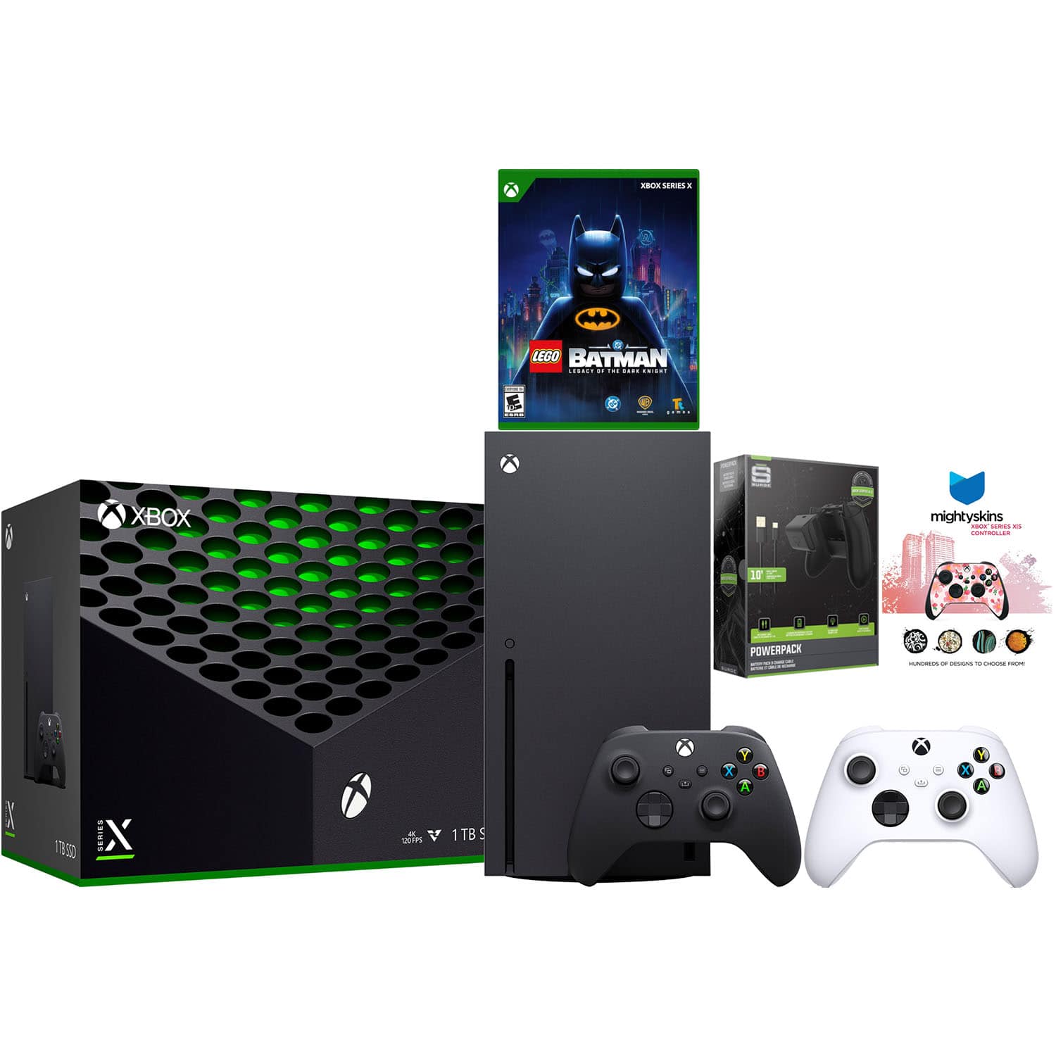Xbox Series X 1TB Disc Console with LEGO Batman, Extra Controller, Battery Pack and MightySkins Code Bundle - Robot